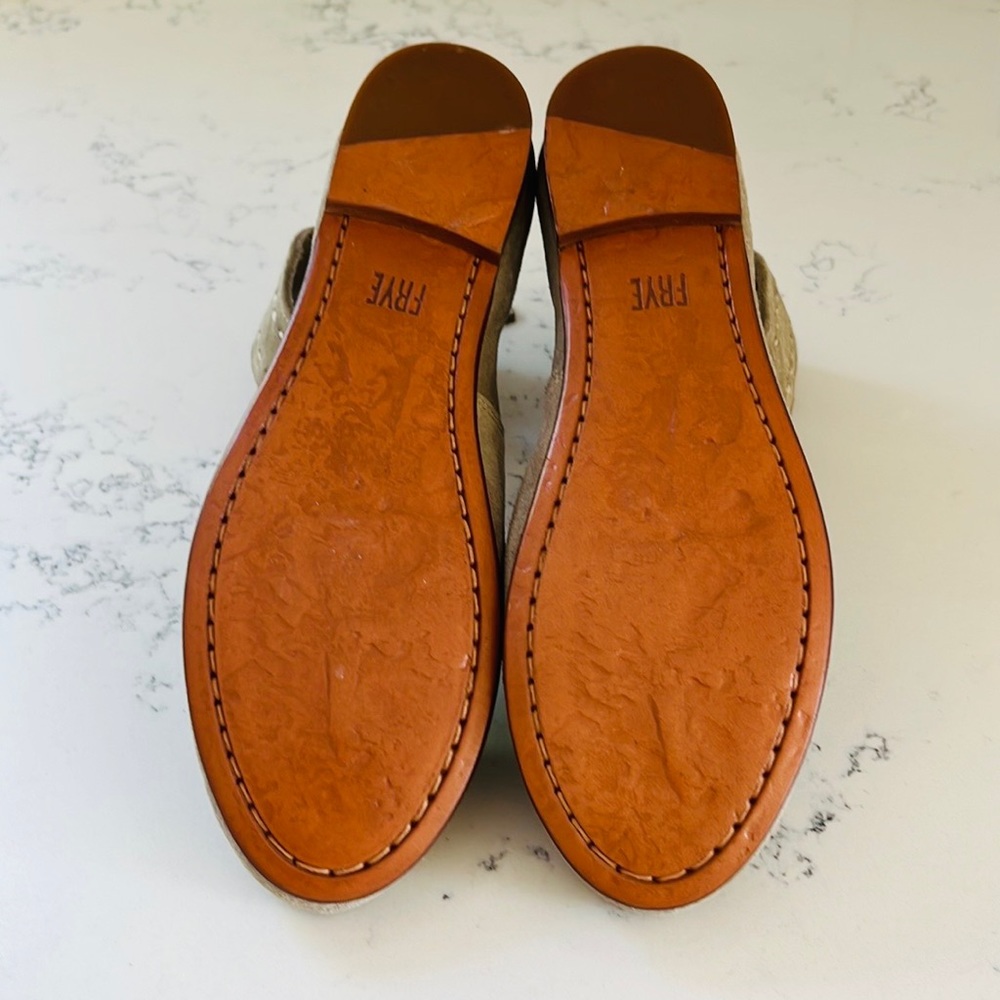 Frye Ash Suede Carson Ankle Strap Ballets Flats - Picture 11 of 14